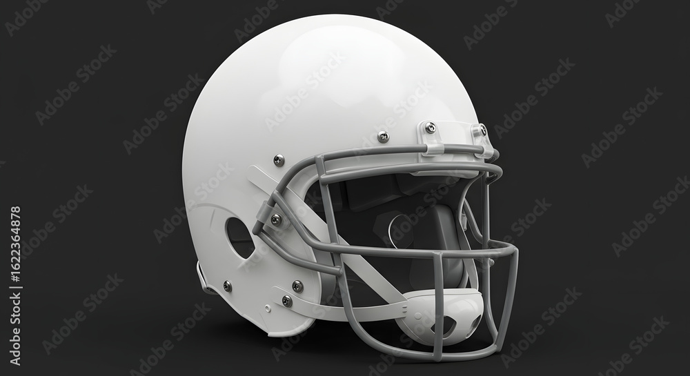 Naklejka premium White American Football Helmet with Gray Facemask on Transparent Background