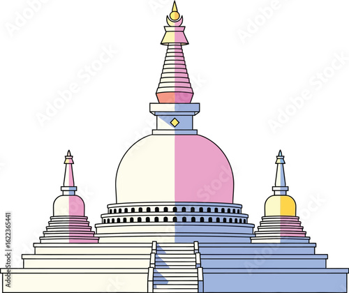 Find beautiful buddhist stupa illustration for spiritual meditation practice