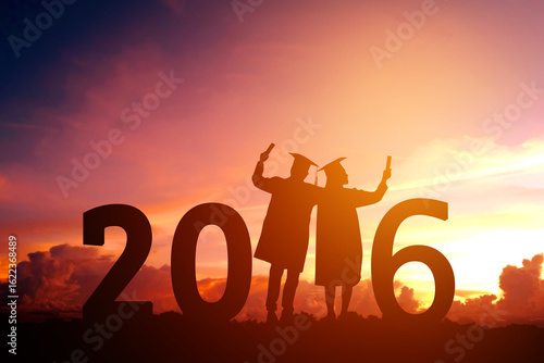 2026 New year Silhouette people graduation in 2026 years education congratulation concept ,Freedom and Happy new year