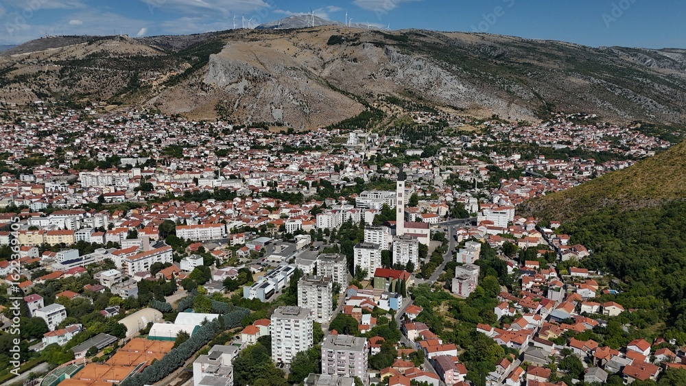 Fototapeta premium Mostar Bosnia and Herzegovina Neretva River Stari Most Old Bridge town balkans