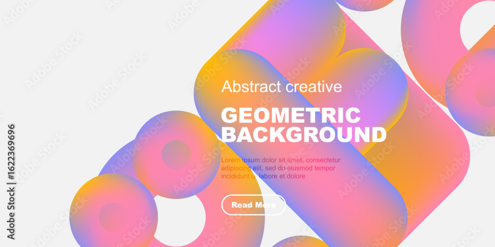 Abstract geometric shapes, vibrant colors, modern design. Text includes geometric background, plus sample text, button visible. Abstract geometric shapes, vibrant colors, modern design. Text includes geometric background, plus sample text, button visible.