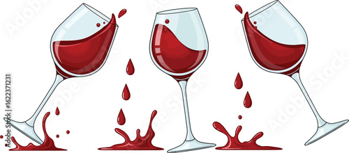Red wine glasses vector illustration for wine tasting and beverage designs art