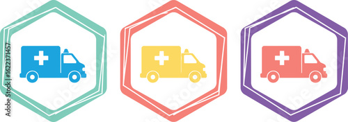 Ambulance vector icons emergency medical service transport aid illustration design