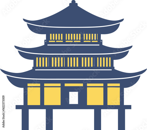 Illustration of asian temple architecture building pagoda vector design art