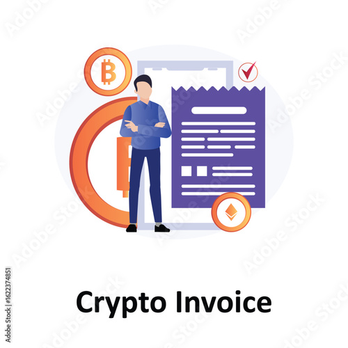 Crypto Invoice  Vector Illustration which can easily edit or modify