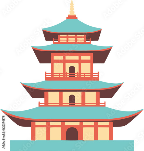 Pagoda temple illustration chinese architecture asian building travel landmark