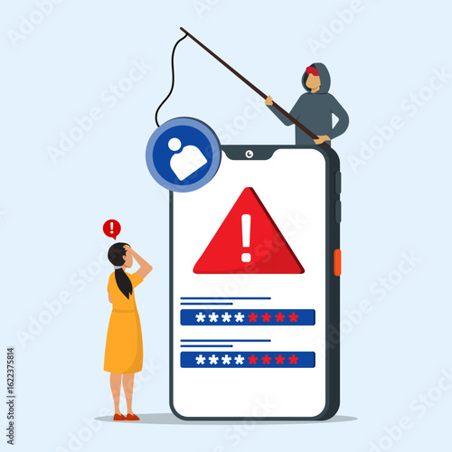 Phishing Attack Concept. Hacker Stealing User Data and Personal Information.