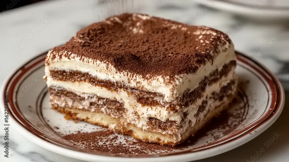 Tiramisu slice on a plate Tiramisu slice on a plate