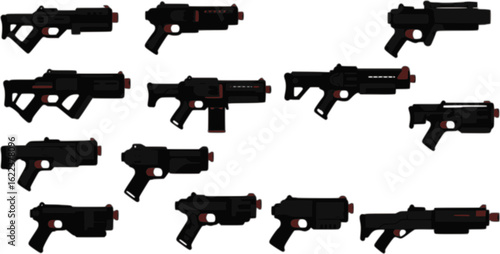 toy nerf gun silhouette, black and white silhouette, vector and illustration
