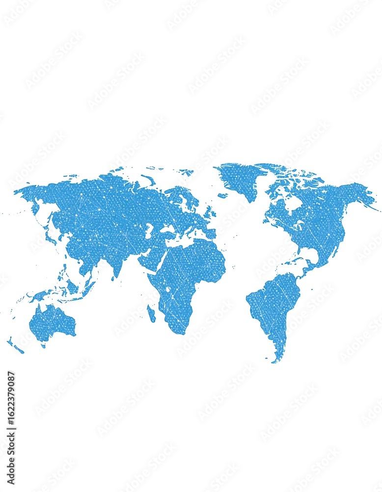 Fototapeta premium A light-blue sketched world map on a white background