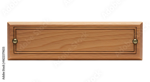 Elegant wood plaque with brass accents offers a classic, customizable space for your message or design