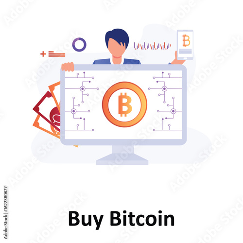 Buy Bitcoin  Vector Illustration which can easily edit or modify