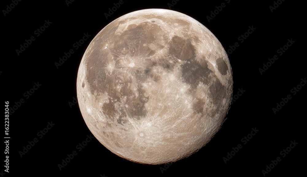 Obraz premium Full moon, tan-toned, detailed craters