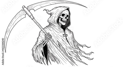 Grim Reaper: Intricate Ink Drawing