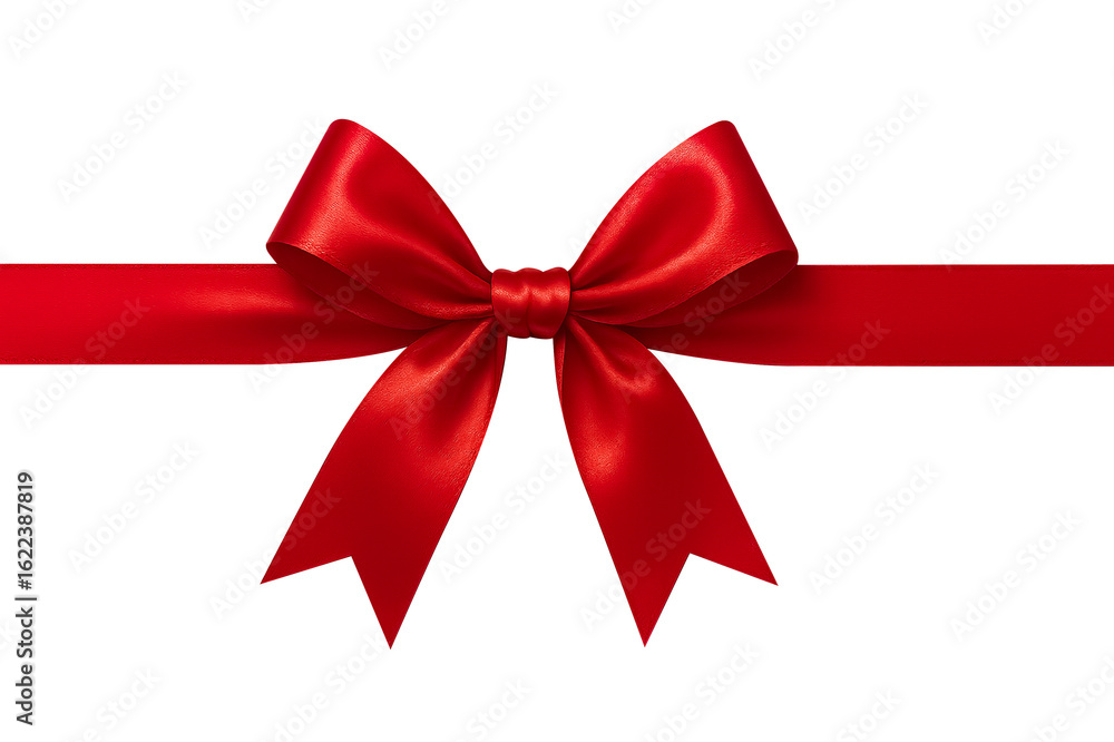 Fototapeta premium A elegant red bow with long tails, ideal for luxurious gift presentations or festive decor.