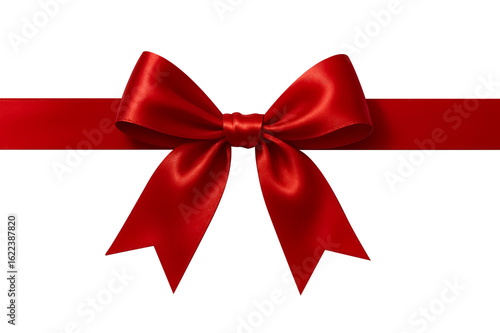 A elegant red bow with long tails, ideal for luxurious gift presentations or festive decor.