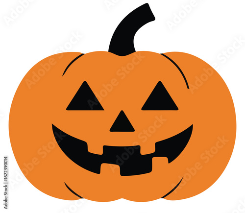 A cartoon jack o lantern with a smiling face design