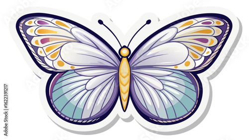 White butterfly sticker with a white border