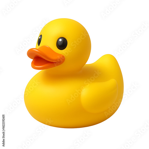 Yellow rubber duck toy isolated on transparent background