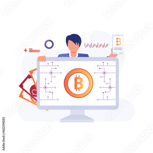 Buy Bitcoin  Vector Illustration which can easily edit or modify