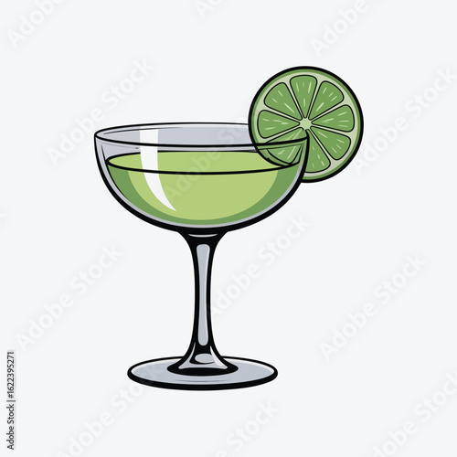 Refreshing green cocktail garnished with a lime slice
