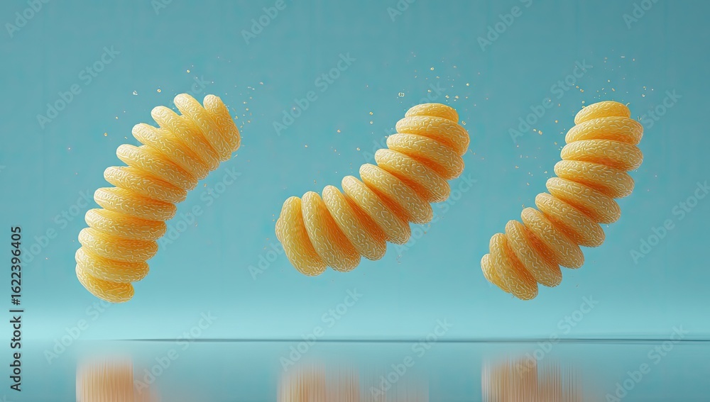 Naklejka premium Three Curled Pasta Pieces