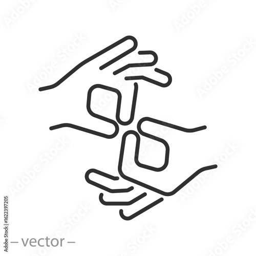 sign language for the deaf icon, human hands gestures, no hearing illustration