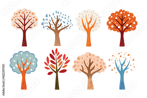 Vibrant Trees in Watercolor: A collection of charming watercolor trees, each showcasing the beauty of nature, from the bright leaves of spring to the warm hues of autumn.