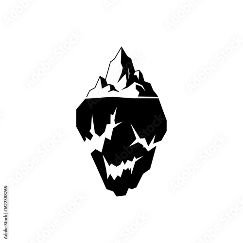 Abstract mountain illustration with black and white contrast landscape depiction