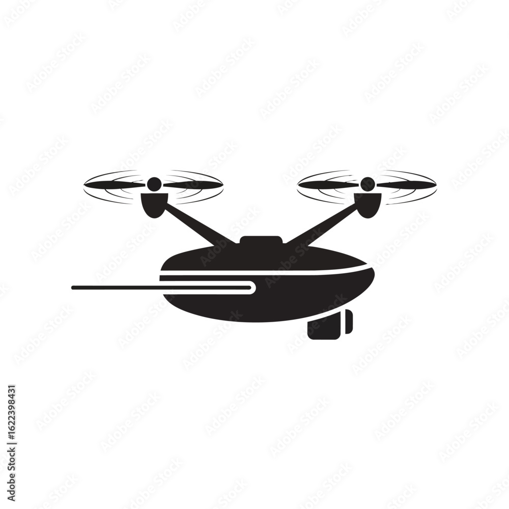 Fototapeta premium Black and white drone illustration showcasing aerial technology and futuristic design