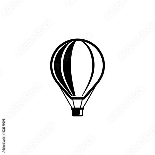 Elegant Hot Air Balloon Silhouette on White Background: Symbol of Freedom and Adventure