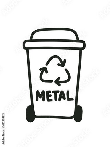 doodle illustration of metal waste sorting container