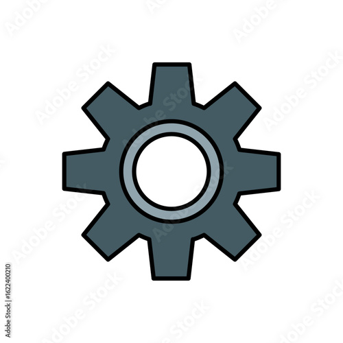 Flat Vector Gear Settings Icon for App and Website Interface
