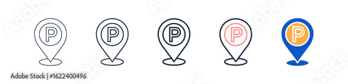 Parking different style icons set vector illustration. 