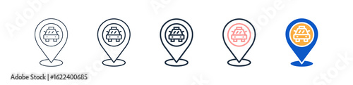 Taxi different style icons set vector illustration. 