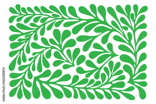 Organic green floral pattern featuring stylized leaves creating a natural, flowing, and textured design