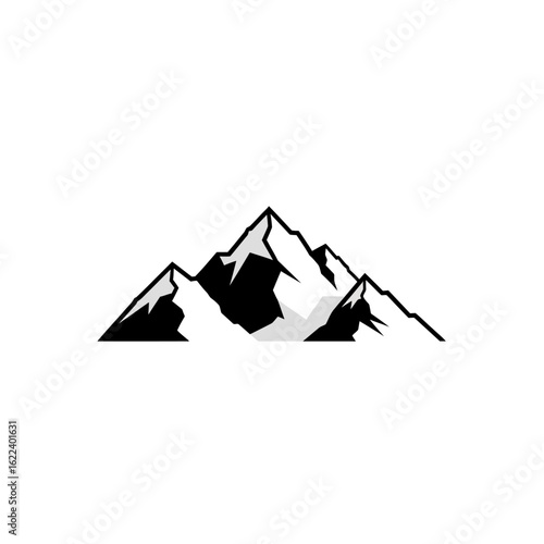 Monochrome mountain range illustration, embodying simplicity and natural landscapes ideal for design