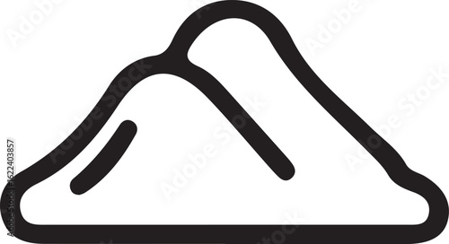 Black outline drawing of two connected hills icon symbol