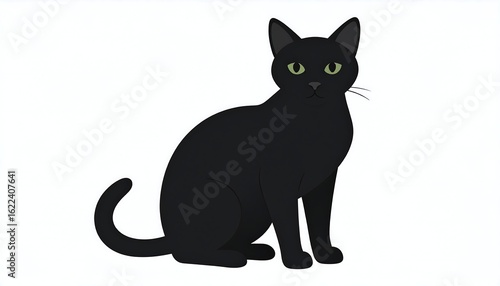 A simple illustration of a black cat sitting