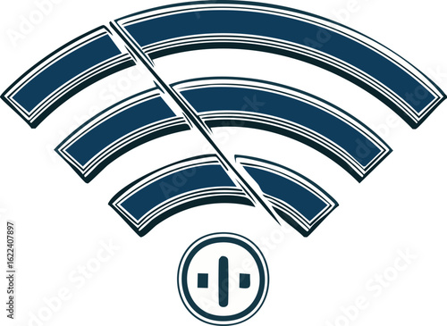 wifi symbol with slash offline icon vector illustration.cyberspace, bankruptcy, network, signal, wireless, no, disconnect, icon, symbol, vector, wi-fi, offline, clip art, connection, connectivity, 