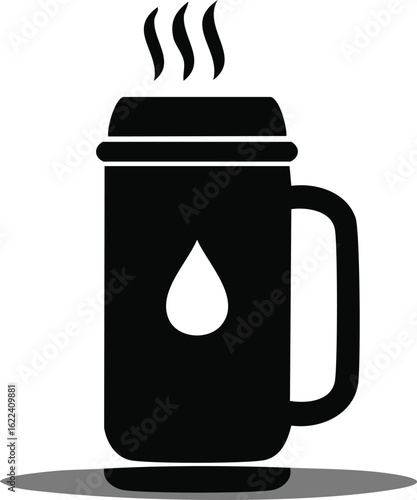 Hot Beverage In Thermos Icon Vector Illustration.water canteen, travel mug, coffee - drink, insulated drink container, bottle, container, drink, mug, vector, icon set, liquid, illustration, design, 
