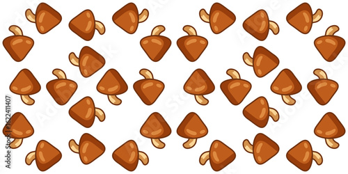Cartoon Brown Mushrooms Seamless Pattern. Brown mushrooms in cartoon style. Seamless scattered autumn pattern on white background.
