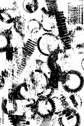 Black and white steampunk gear texture for industrial design and mechanical art concepts