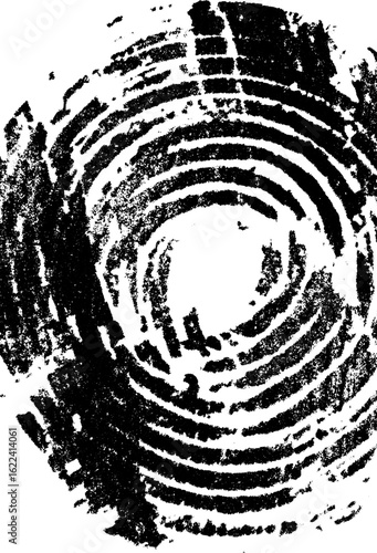 Abstract black and white concentric circles with grunge texture for creative design