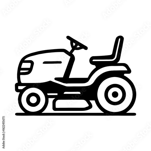 Riding Lawn Mower Vector Icon - Garden Tractor and Yard Equipment