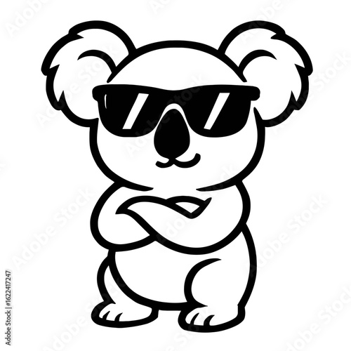 Cool Koala with Sunglasses Vector Illustration - Cute Animal Character