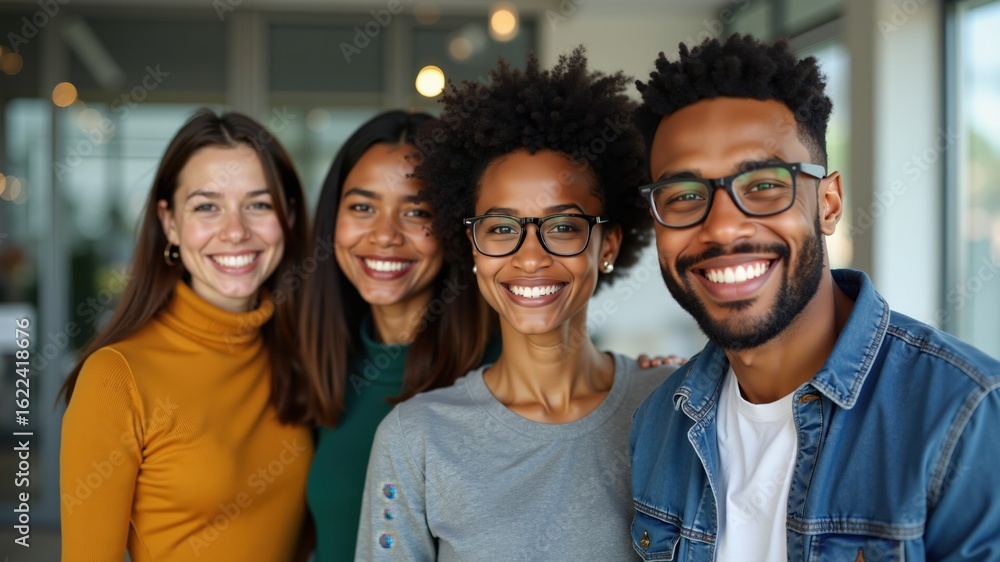 Fototapeta premium portrait of young excited multiethnics business team 