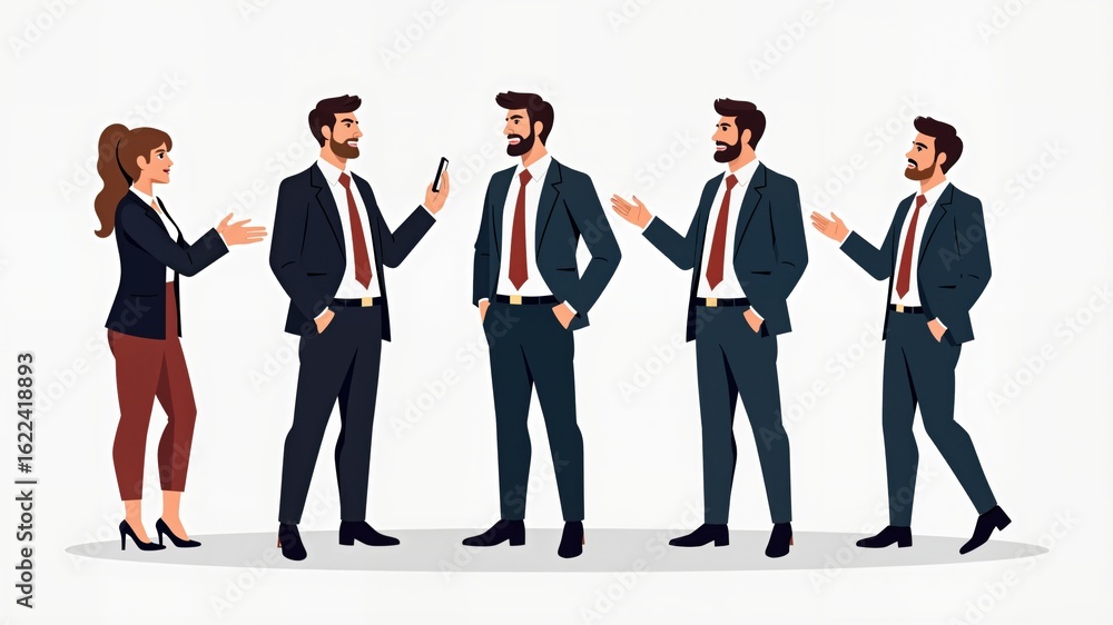 Obraz premium Diverse business people design element set, transparent background 