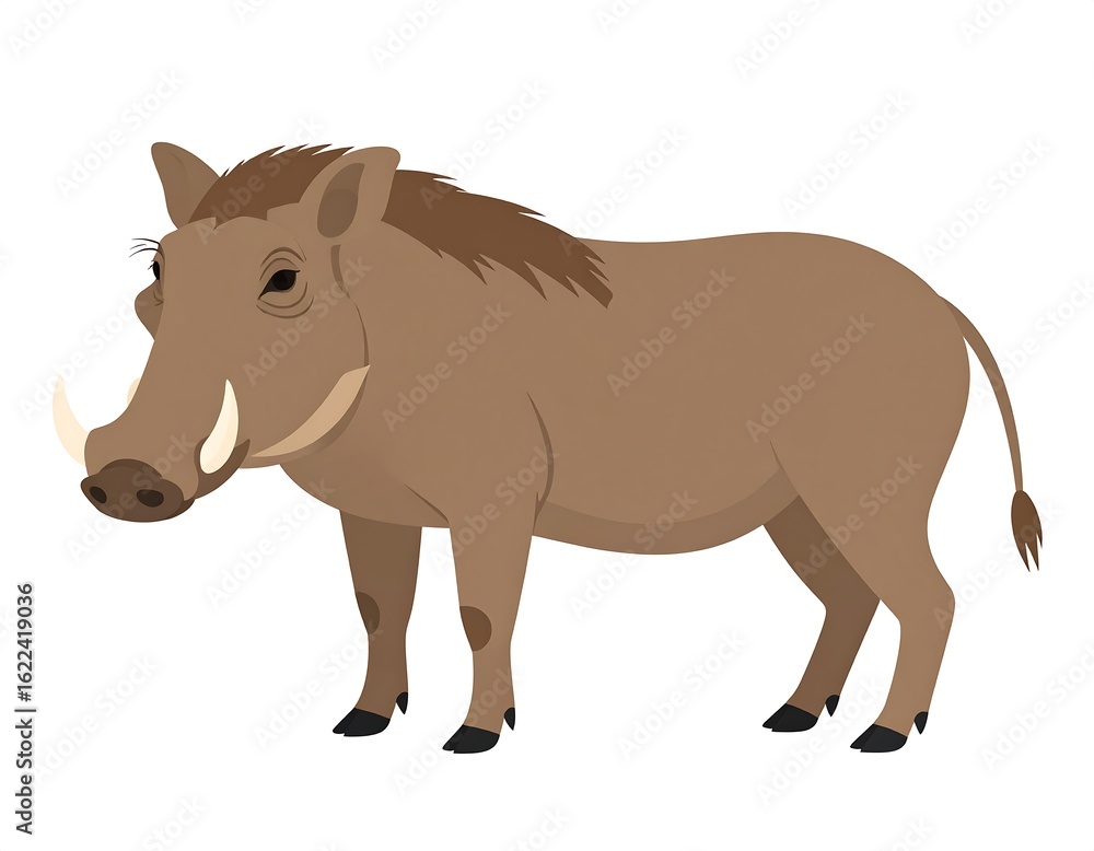 Naklejka premium Cartoon vector illustration of a brown warthog isolated on white background