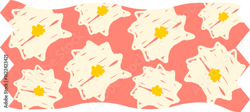 Orange floral washi tape border with vintage vibe seamless floral washi tape decorative border for scrapbooking and stationery design